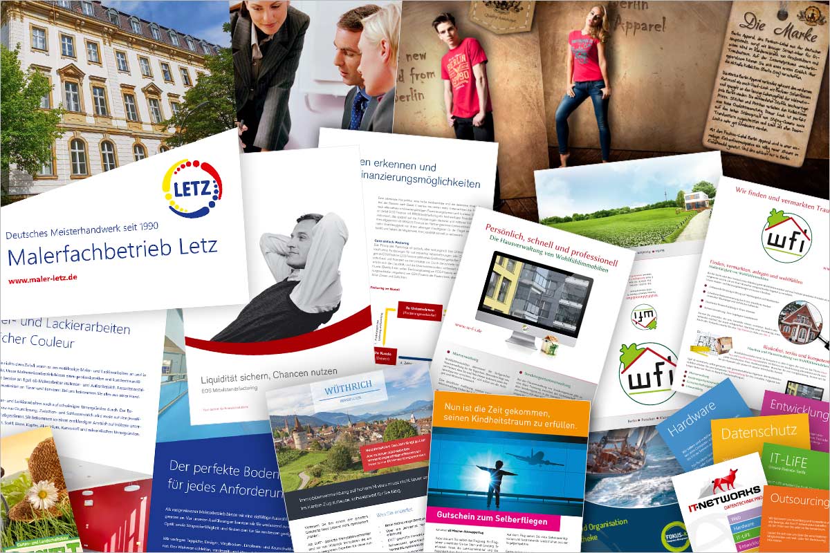 Broschüren und Flyer der Werbeagentur und Kreativagentur für Landquart GR, Maienfeld und Zizers